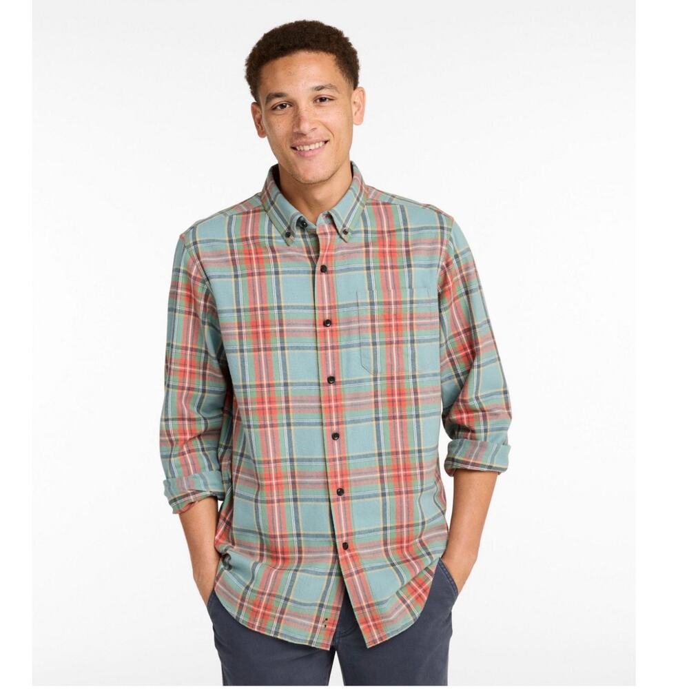 LL Bean Men’s Scotch Plaid Flannel Long Sleeve medium washed Macbeth traditional